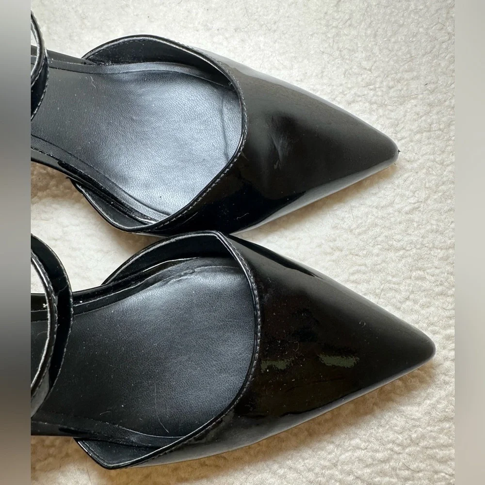 Banana Republic Madis black patent leather heels pointy toe strappy cross halter